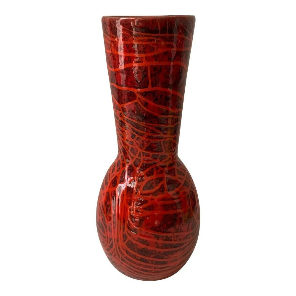 Mid Century Modern Vintage European Orange Studio Vase